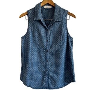 Blue Sleeveless Button-Up Top Two by Vince Camuto women M cottagecore